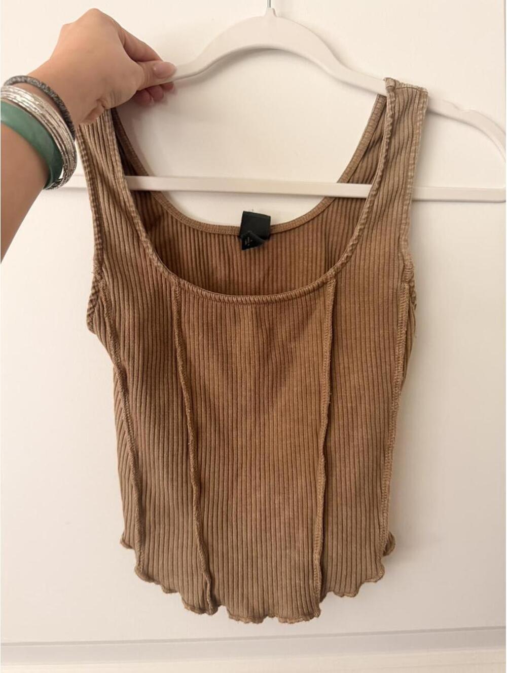 Wild Fable Brown Ribbed Tank Top - Picture 3 of 4
